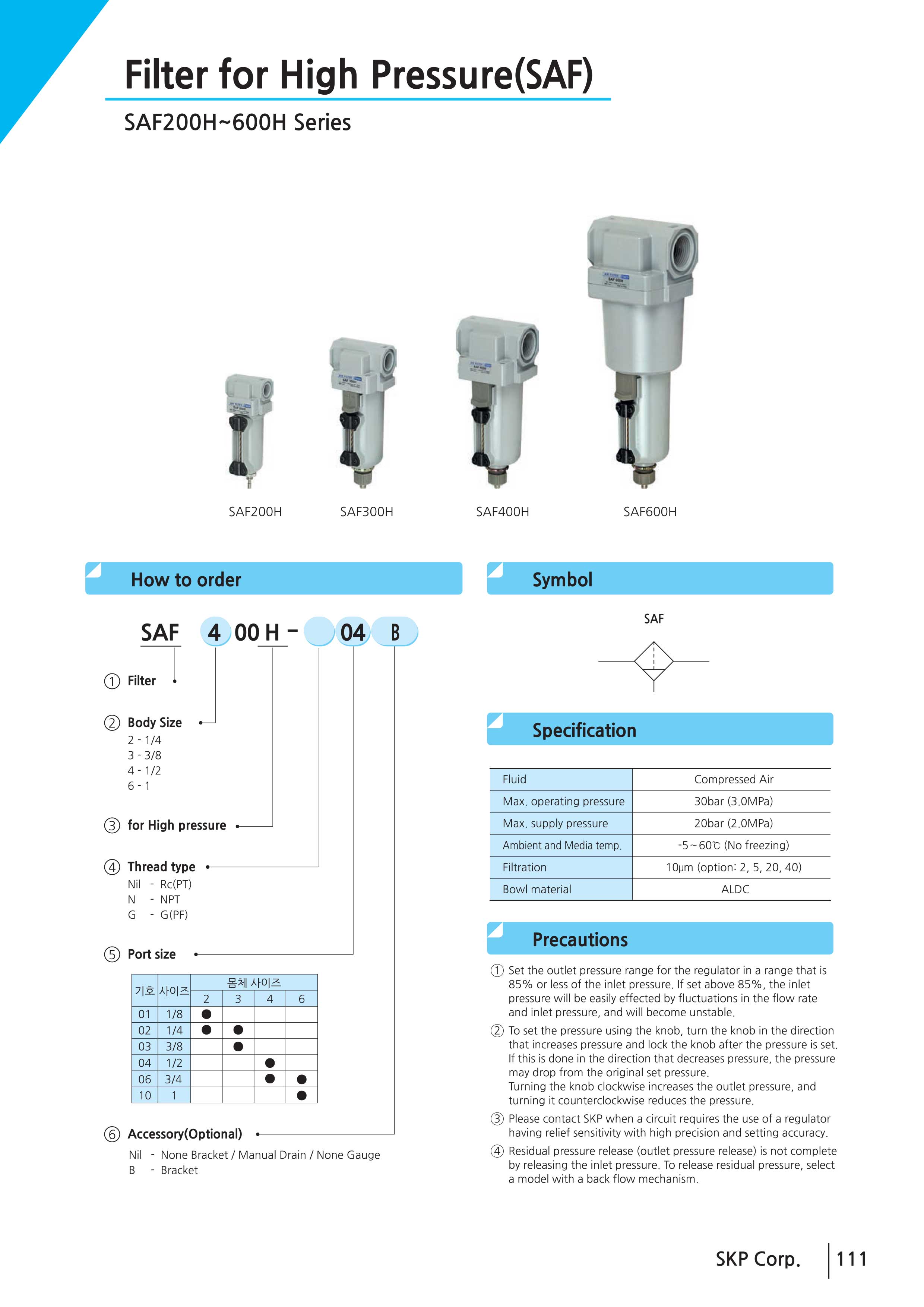 Bộ lọc khí nén SKP