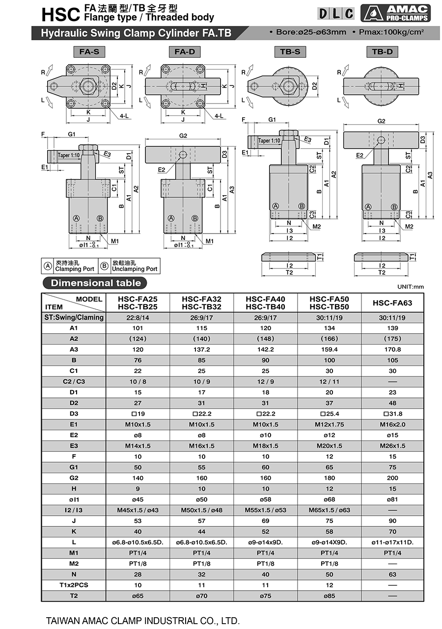 Xi lanh thuỷ lực AMAC HSC FA